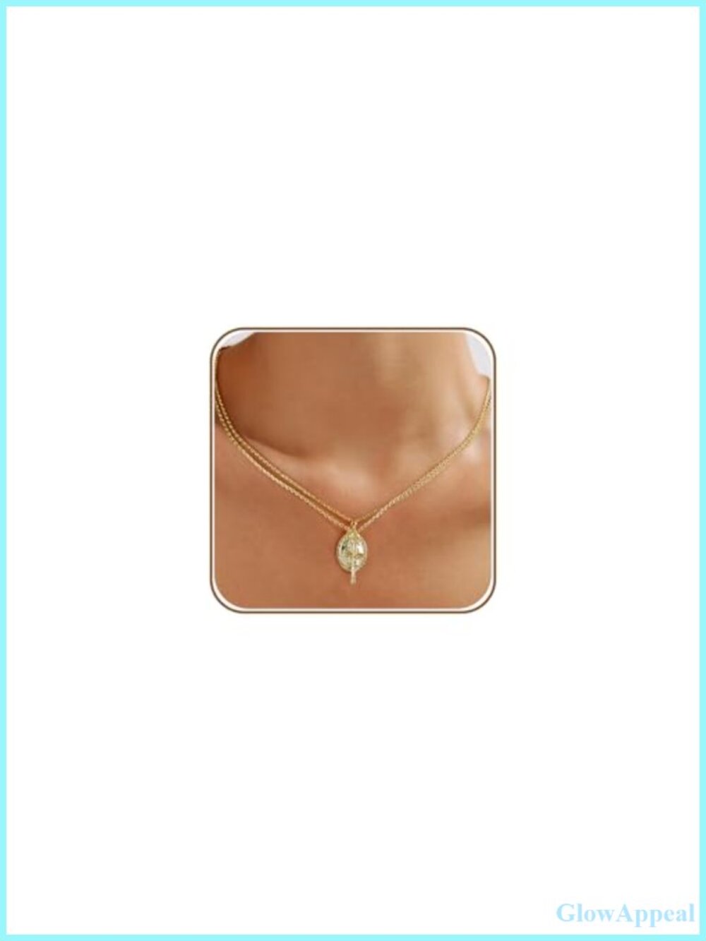 Gold Cross Necklace Dainty Virgin Mary Layered Pendant Chain Women